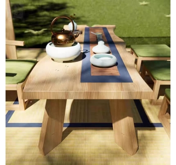 水墨青川一方茶台 原创实木茶桌