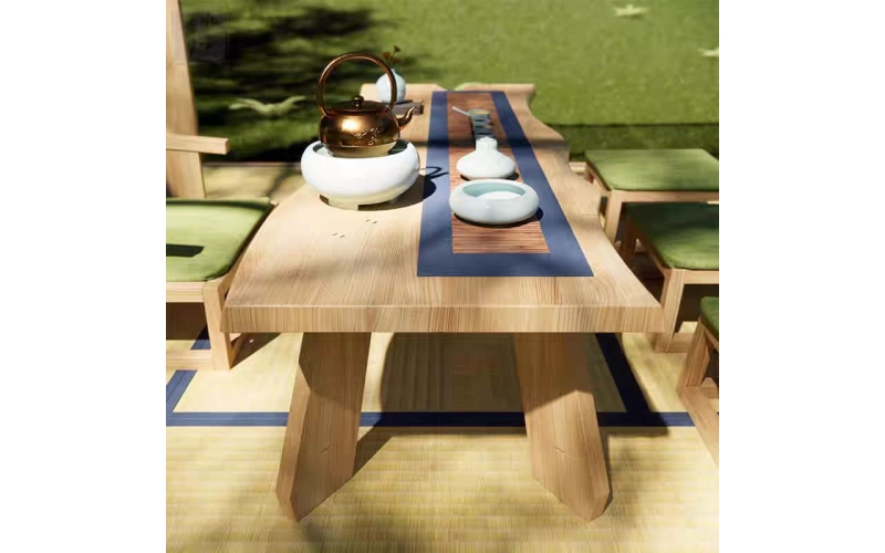 水墨青川一方茶台 原创实木茶桌